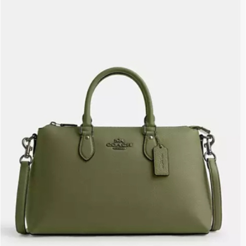 Coach Georgia Satchel Bag in Military Green leather with Gunmetal hardware